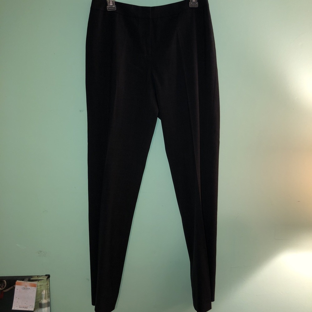 New Lafayette 148 Womens 10 Black Virgin Wool Dress Pants Slacks